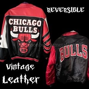 Vintage Chicago Bulls NBA Hamilton Reversible Leather Jacket 90s Bomber Moto M